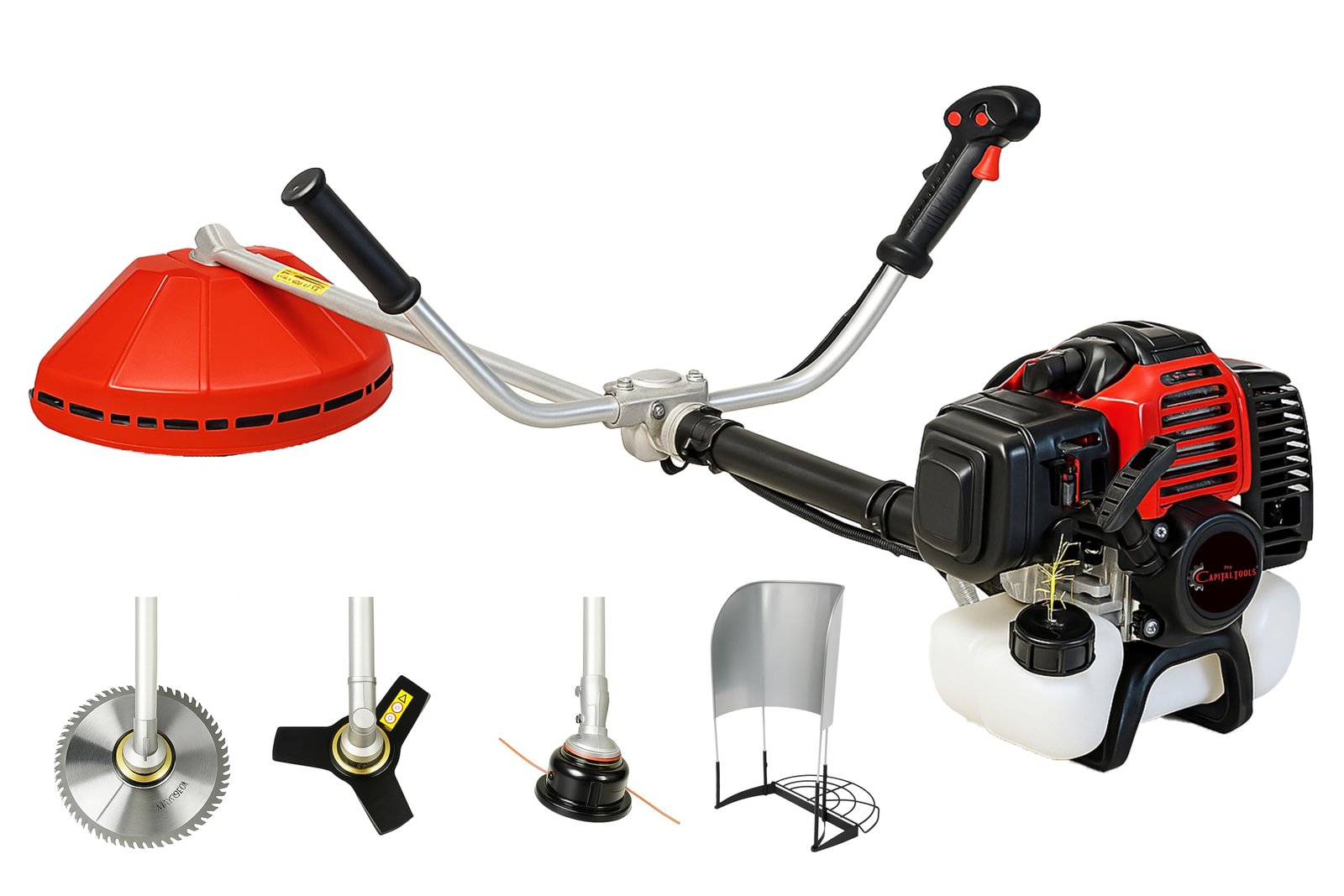 ID-053 52CC Petrol Brush Cutter Machine (2-Stroke) | Grass Trimmer & Crop Cutting Tool with Harvester & Extra Blade | Ideal for Farming, Agriculture & Lawn Cutting
