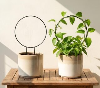 Metal Garden Trellis for Climbing Plants, Round Shape Plant Support Stake, Single Stem Flower Support Frame for Vines, Indoor Outdoor Garden Decor, Easy Install Support Stand (Pack 2, Black)