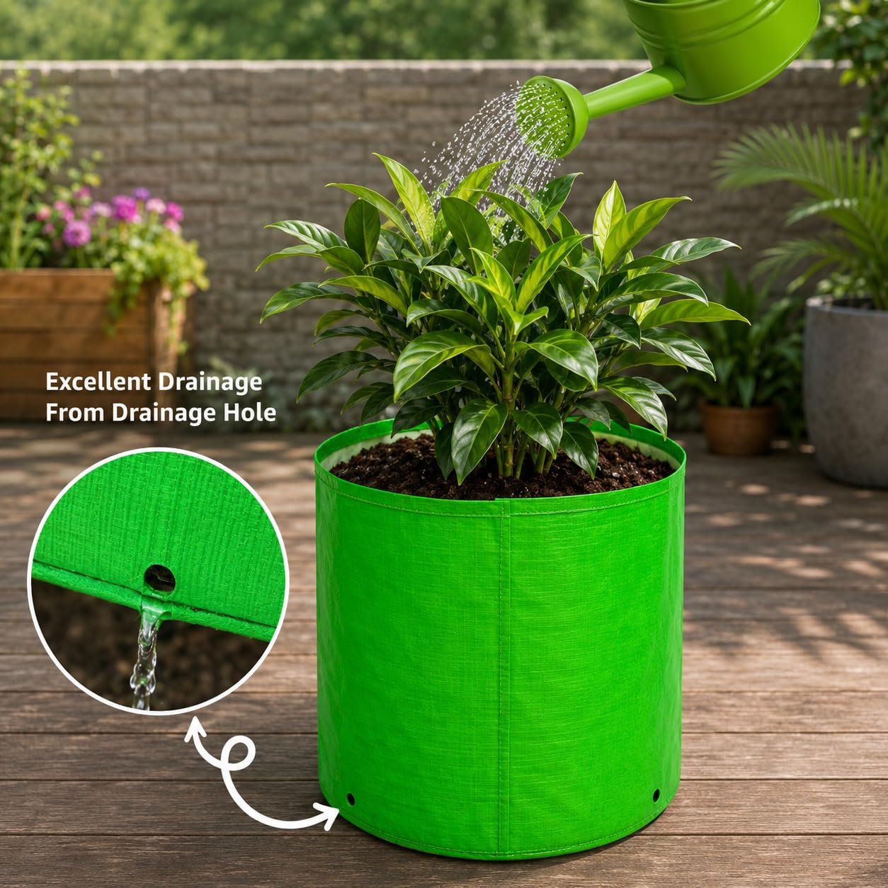 Premium Hdpe Uv Protected Round Shaped Green Colour Plants Grow Bags Suitable for Terrace and Vegetable Gardening 10x10 Inch Pack of 3 - Image 5
