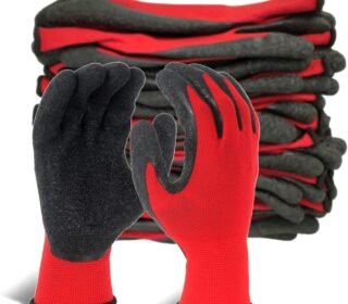 24 Pairs Multi-Purpose Work Gloves, Industrial Protective Gloves for Mechanics, Workshop and Assembly, Black n RED