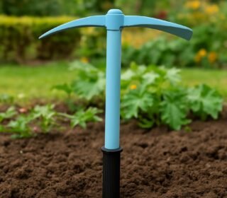 Heavy Duty Garden Tiller, Durable Manual Pickaxe for Outdoor Gardening & Agriculture, Hand Soil Digger Tools for Farming, Mini Cultivator Equipment & Soil Preparation (GT018, Sky Blue)