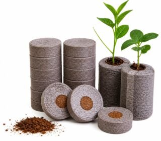 Cocopeat Seed Germination Kit | Coir Coin for Gardening Seedling | Kit for Strong Root Growth |Size 4cmx1cm | Coco Peat Disc for Plants | Netted |Round (Pack of 50)