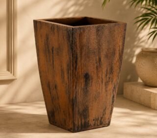 FRP Planter for Plants, Wooden Finish, 13 * 13 * 15 inch, Small