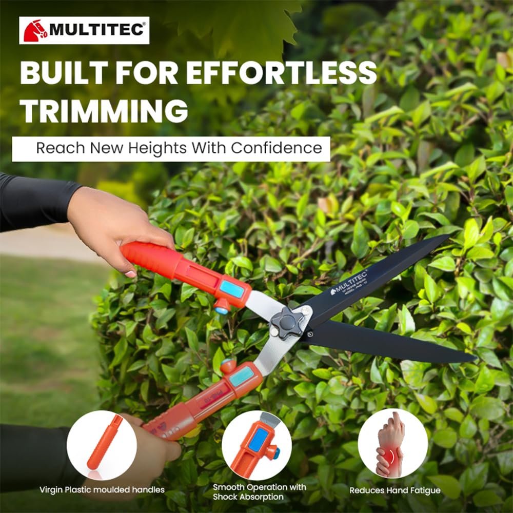 MULTITEC 10-Inch Hedge Shears | Heavy Duty Plant Cutter with Sharp Carbon Steel Blade & Ergonomic Plastic Handles | Garden Scissors for Hedge, Bush, Shrub & Plant Pruning | Manual Garden Cutter - Image 2