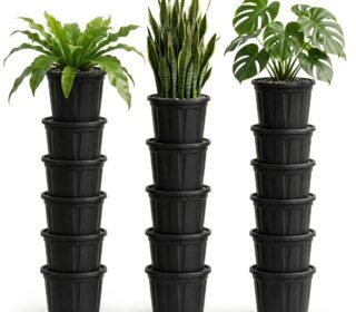 UV Treated Nursery Pots for Plants 8 Inch - Pack of 10 Black Plastic Pot with Drainage Hole | Lightweight Reusable Gamla for Indoor Outdoor Gardening | Seedling Pots for Succulents Saplings Flowers