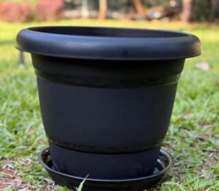 Ecocups Plastic Plant Pot – 16 Inch Durable Eco-Friendly Planter for Vegetables, Flowers & Indoor Outdoor Gardening | Strong Lightweight Plastic Pots | Set of 5 (Black)