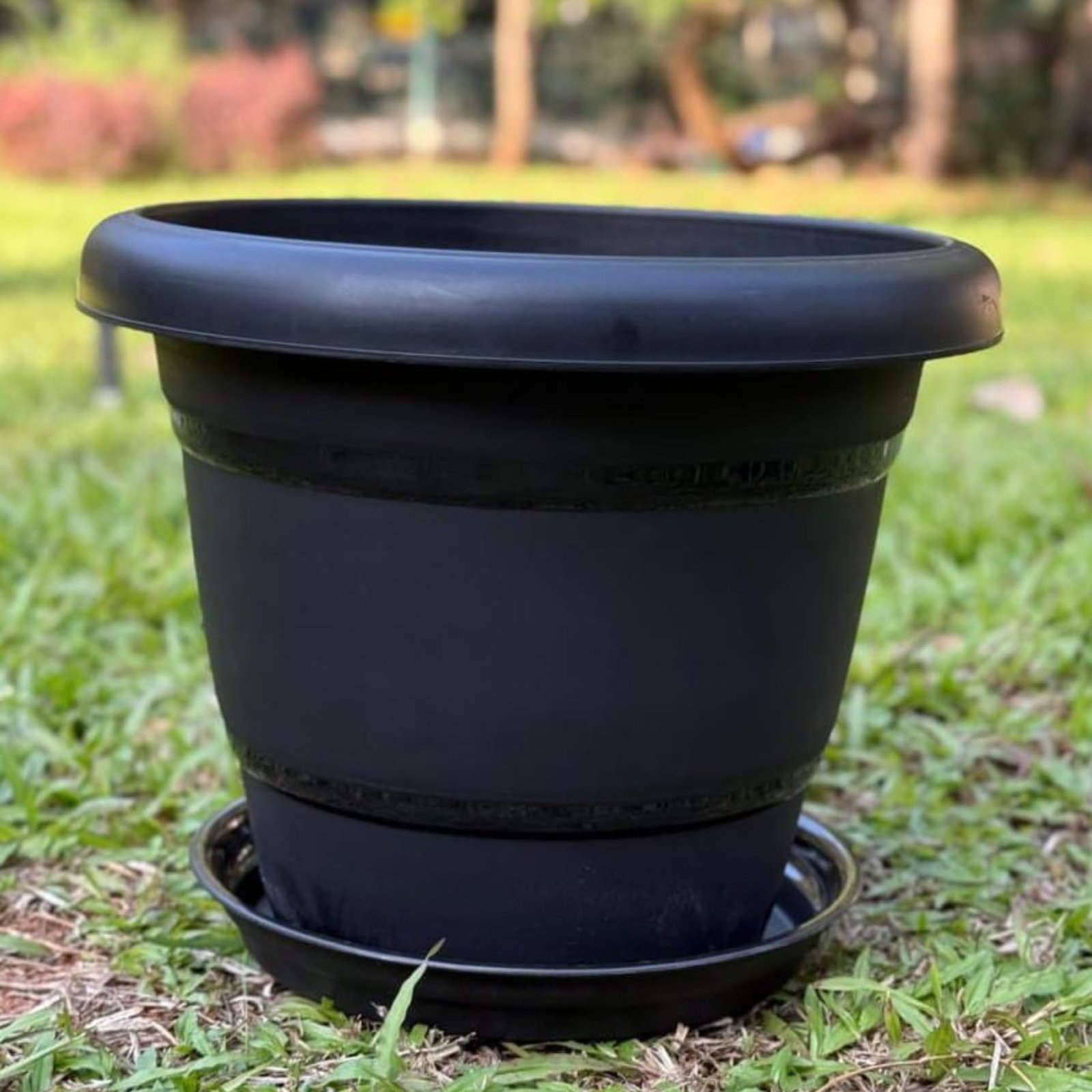 Ecocups Plastic Plant Pot – 16 Inch Durable Eco-Friendly Planter for Vegetables, Flowers & Indoor Outdoor Gardening | Strong Lightweight Plastic Pots | Set of 5 (Black)