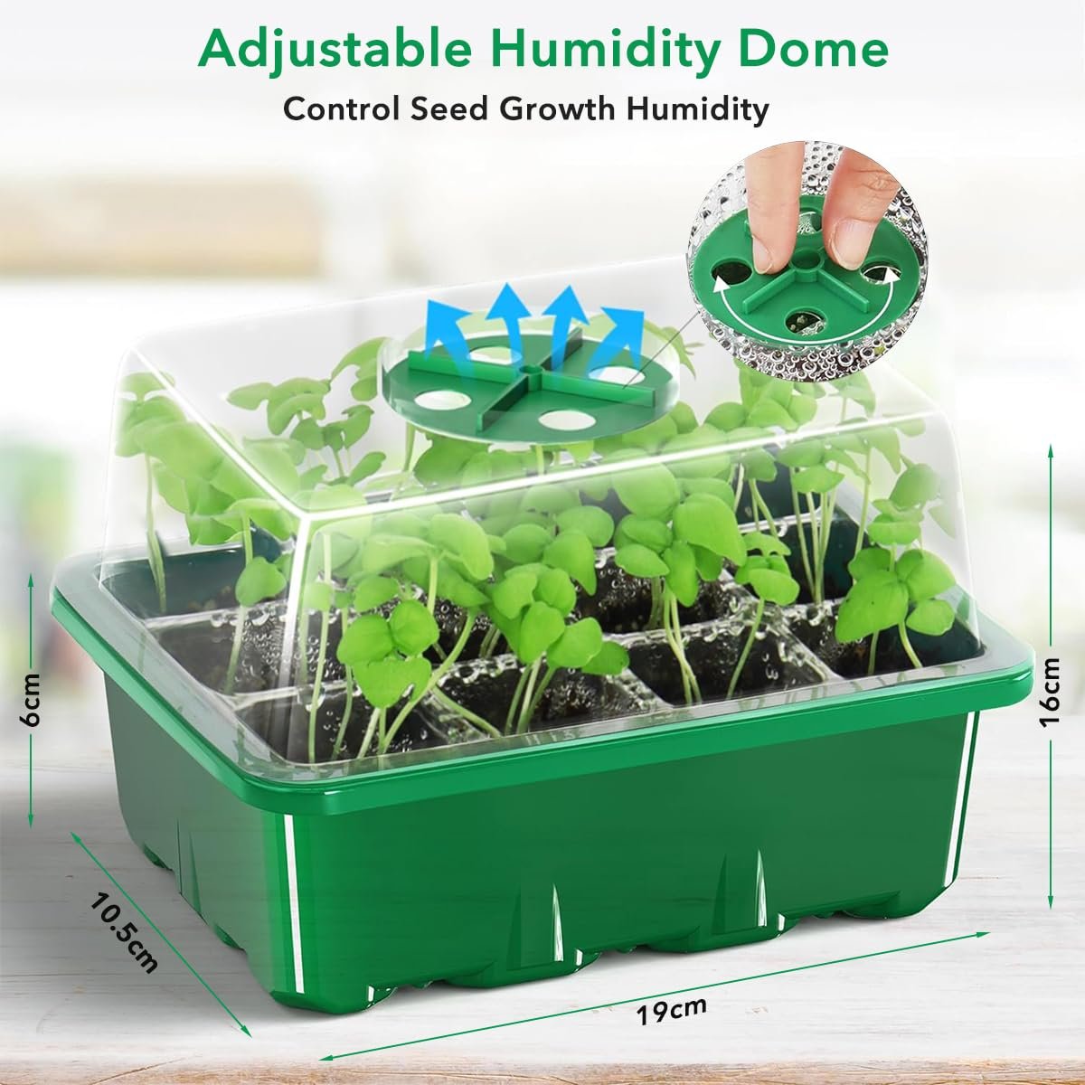 12-Cell Seedling Trays for Plants, Germination Kit, 5 Pcs - Image 3