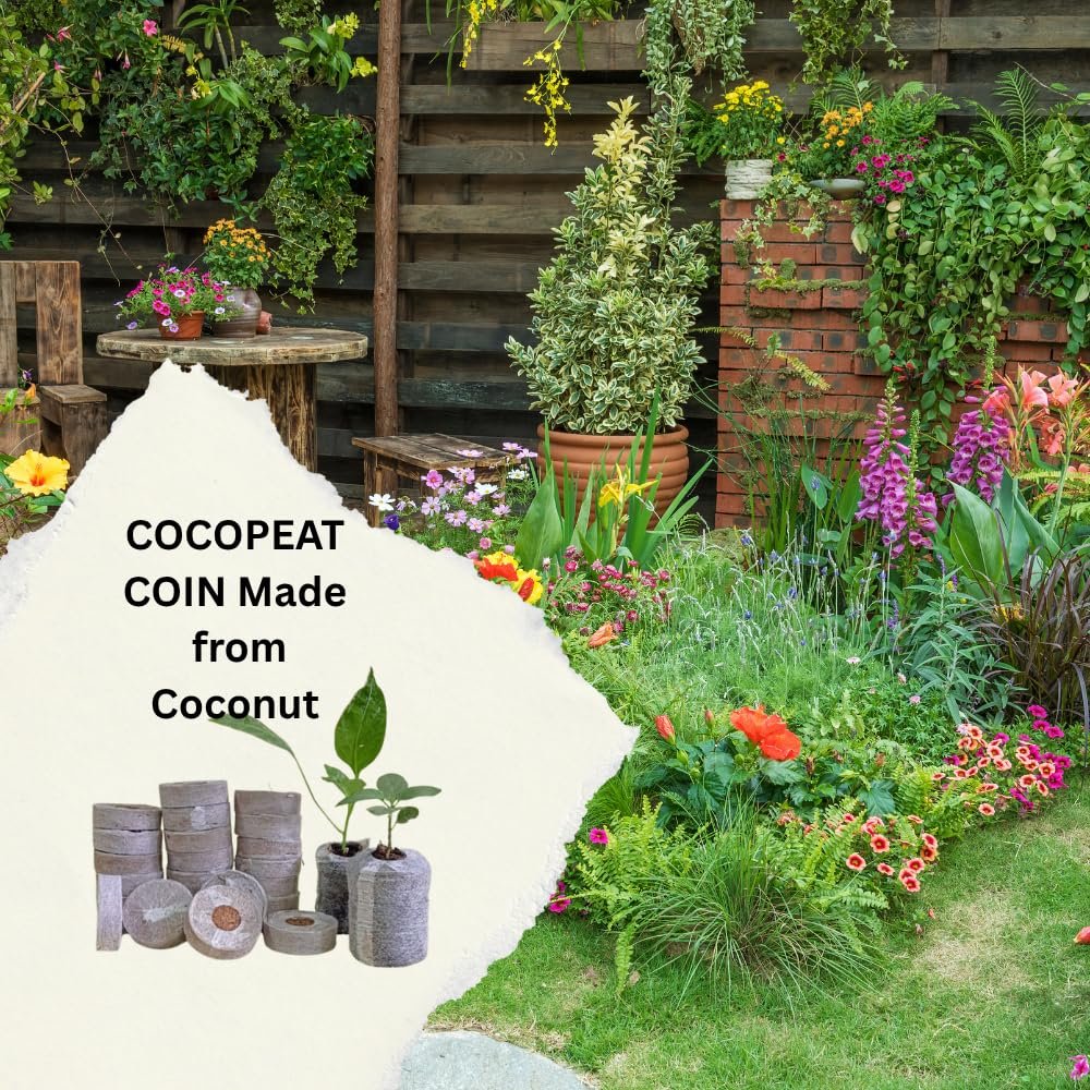 Cocopeat Seed Germination Kit | Coir Coin for Gardening Seedling | Kit for Strong Root Growth |Size 4cmx1cm | Coco Peat Disc for Plants | Netted |Round (Pack of 50) - Image 10