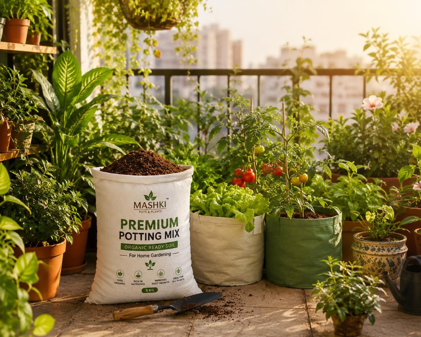 MASHKI Premium Organic Potting Mix Soil for Plants | Enriched with Cocopeat, Vermicompost, Neem Cake Powder, Cow Dung & Epsom Salt | Multipurpose Ready to Use Potting Mixture for Garden - Image 5