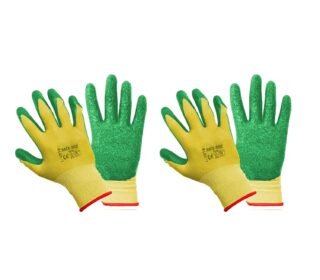 Gardening Gloves - Ergonomically Designed, Breathable Material, Crinkle Finish for Superior Grip, Polyester Cotton Seamless Liner, Heavy Duty Hand Gloves Farming & Agriculture (Set of 2)