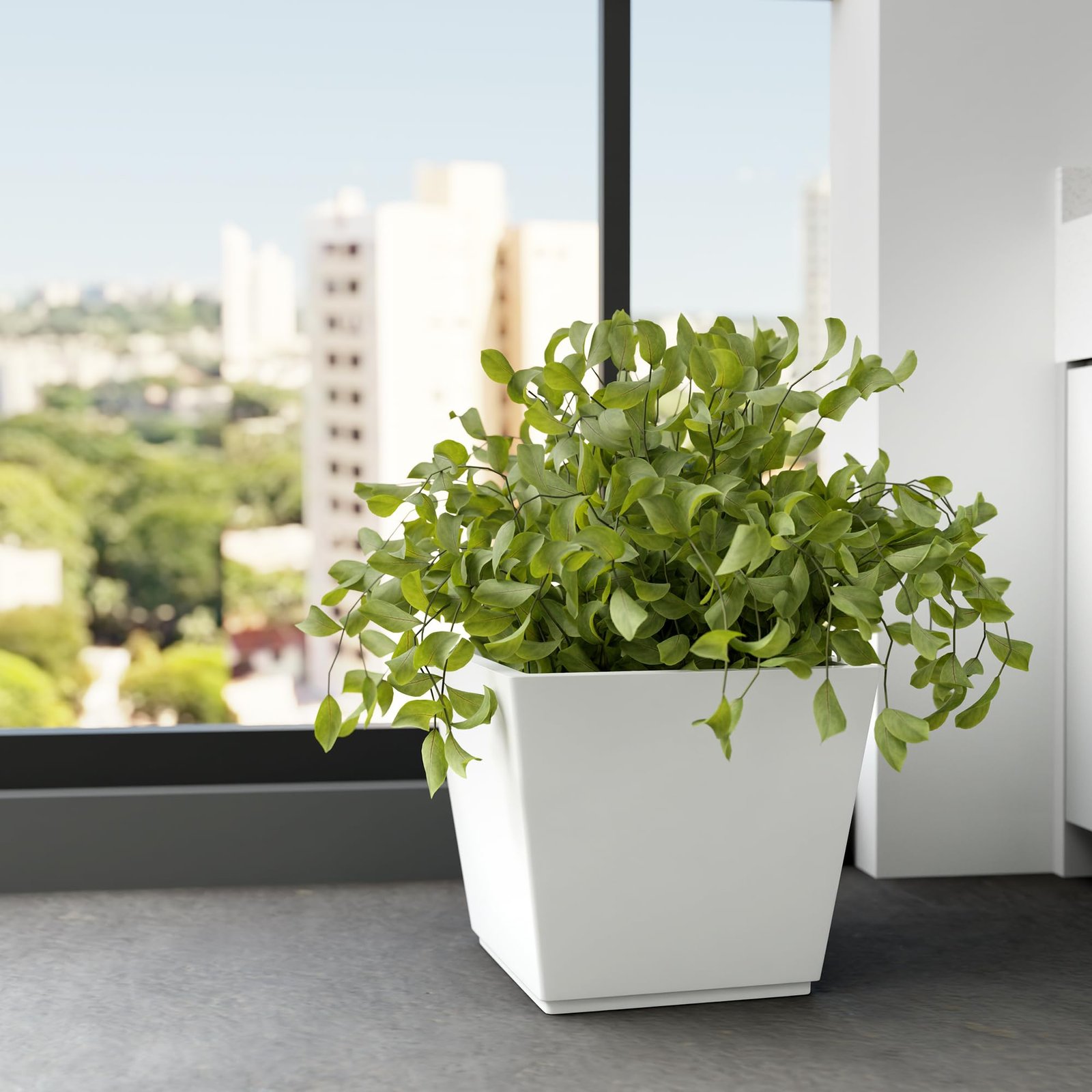 Foxb Gk 16 Inch Pots for Plants Highly Durable Polymers Lightweight Indoor Outdoor Plant Pots, Flower Pot Gamla Tree Planter Planters for Living Room, Balcony, Garden, White