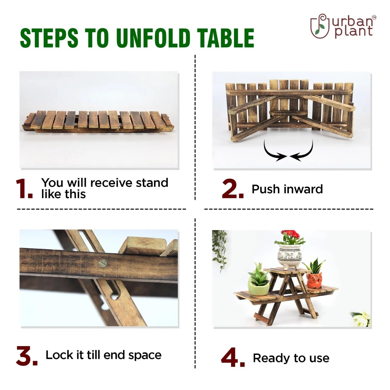 Decorative Wooden 3 Tier Plant Holder Stand, Multi-Level Flower Pot and Vase Display Rack for Home, Balcony, Living Room and Garden, Freestanding Plant Organizer Shelf for Indoor and Outdoor Decoration - Image 7