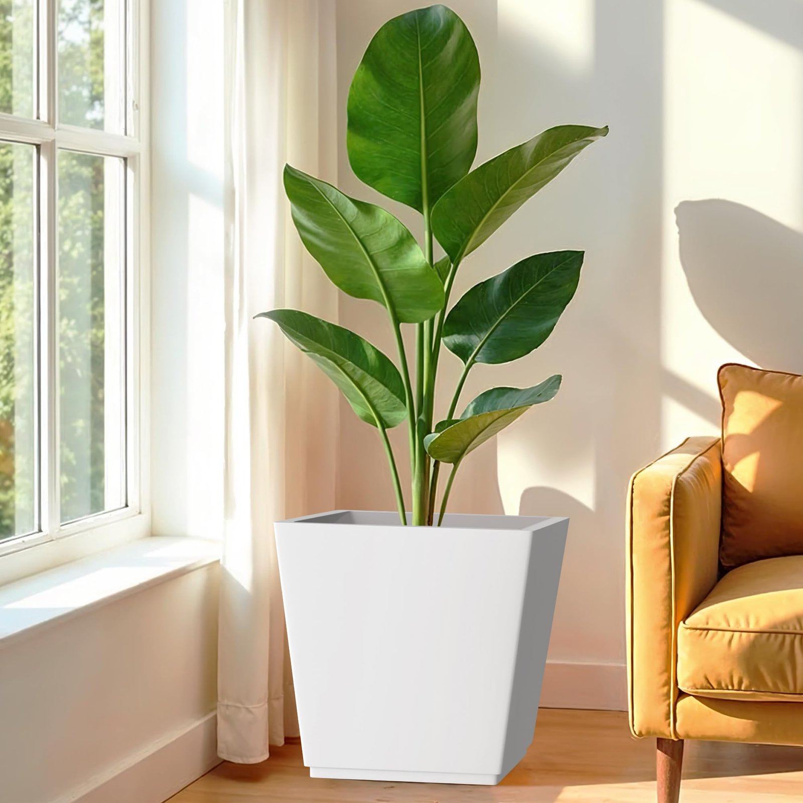 Foxb Gk 16 Inch Pots for Plants Highly Durable Polymers Lightweight Indoor Outdoor Plant Pots, Flower Pot Gamla Tree Planter Planters for Living Room, Balcony, Garden, White - Image 6