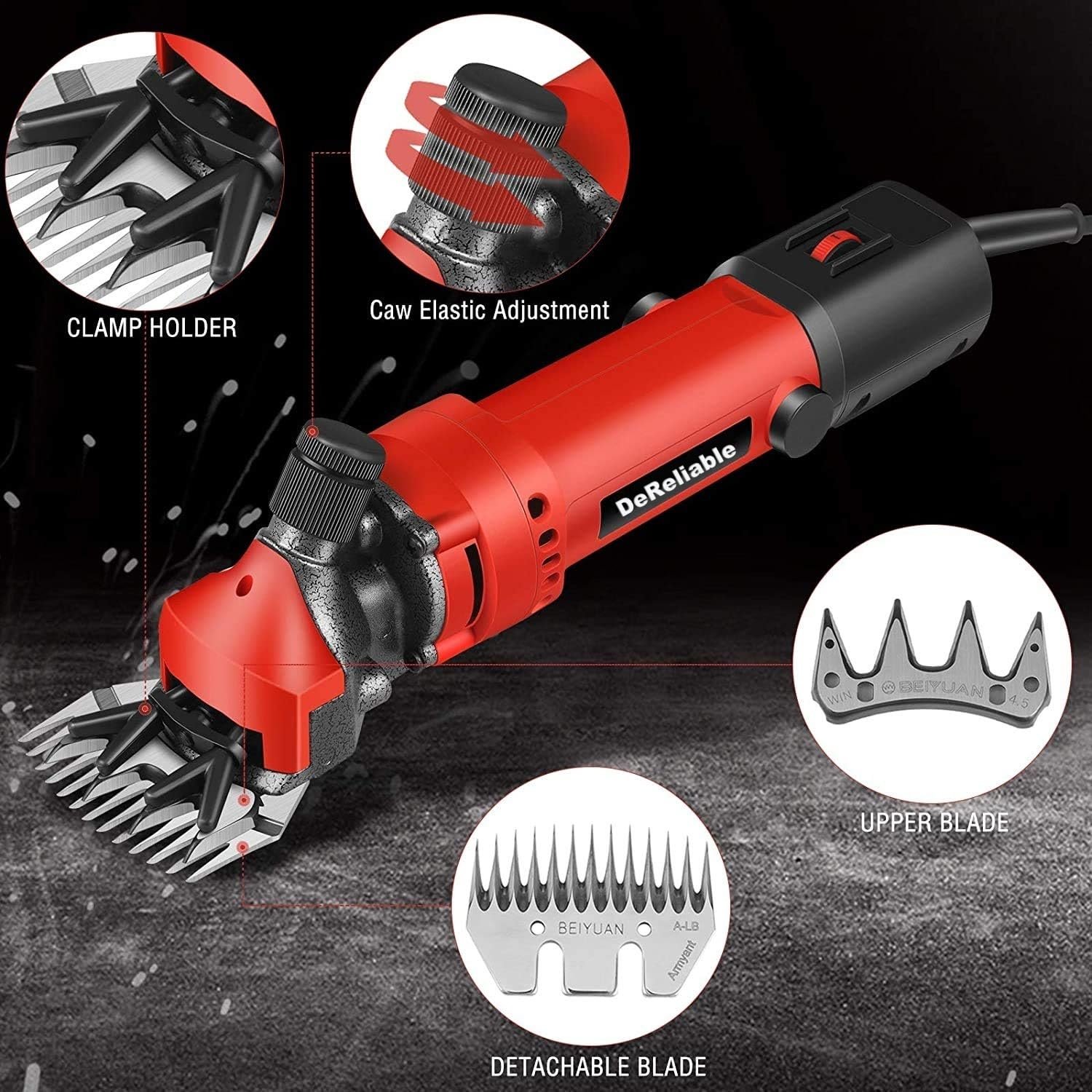 1200W Professional Sheep Clipper Sheep Shearing Machine, 1 Extra blade, 6 Speed Adjustable, Red. 6 months warranty(Double blade, 10, count) - Image 3