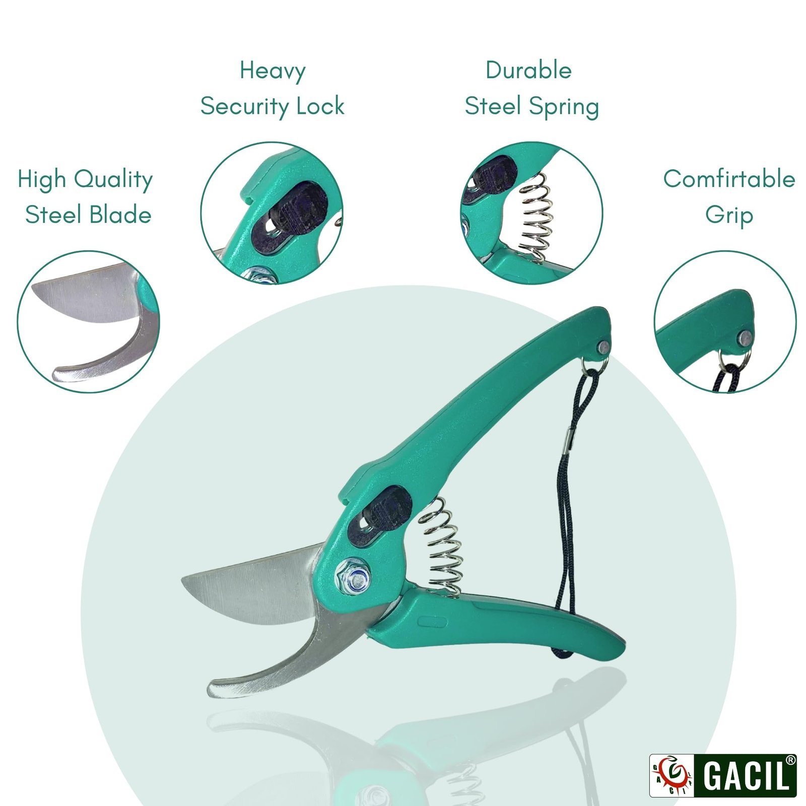 Garden Tool Kit Set with Hand Trowel, Cultivator, Fork, Pruner, 4 Pieces - Image 5
