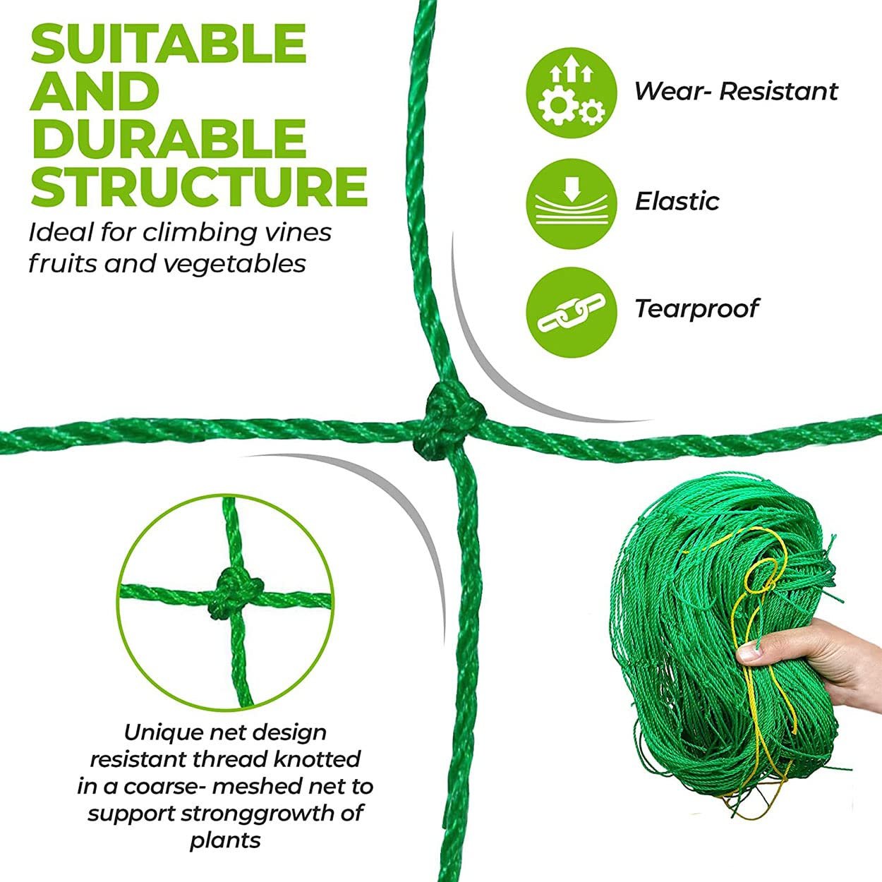 Plant Climbing Net Trellis Netting for Climbing Plants Heavy Duty Garden Creeper Net for Cucumber, Fruits & Vegetables Tomato Plants Trellis Net (10feet x 20feet) - Image 2