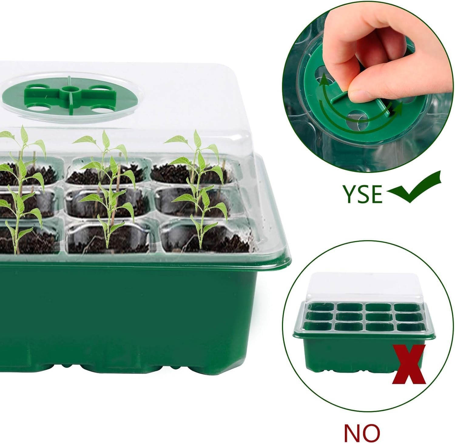 Seed Starter Tray, 6 Set Seedling Kits with Adjustable Humidity Dome, Plant Starter Kit for Seeds Growing Starting (12 Cells per Tray) - Image 5
