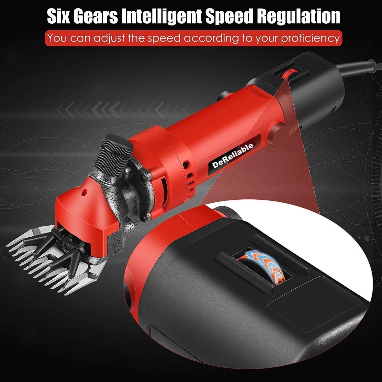 1200W Professional Sheep Clipper Sheep Shearing Machine, 1 Extra blade, 6 Speed Adjustable, Red. 6 months warranty(Double blade, 10, count) - Image 2