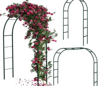 Garden Arch Trellis for Climbing Plants 240x140x37cm Steel Black