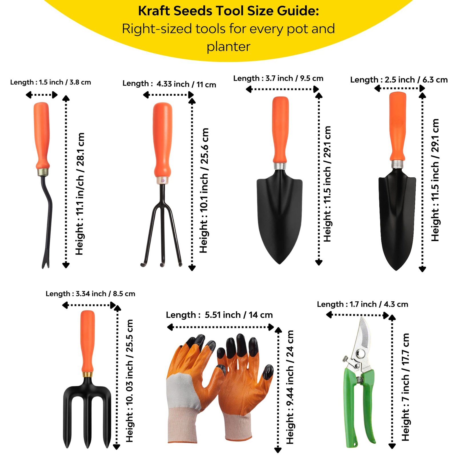 Home Tools, 7Pcs Gardening Tools Kit for Home Garden - (Cultivator, Fork, Trowels, Weeder, Gloves, Pruner Cutter), Lightweight, Portable, Durable Gardening Items for Indoor and Outdoor Use - Image 3
