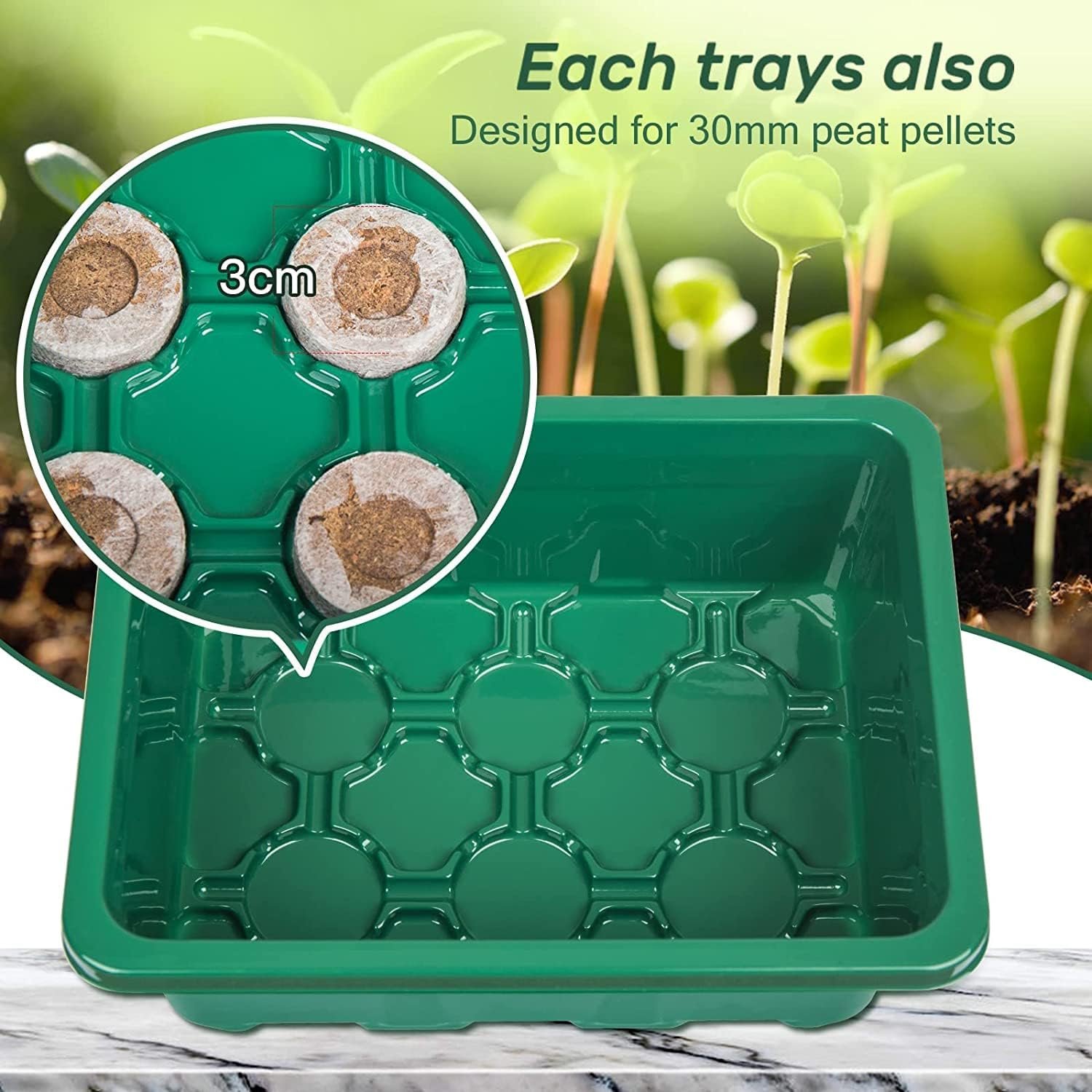 ® Seed Starter Tray Seedling Starter Kits, Plant Starter Kit with Humidity Domes and Base Indoor Greenhouse Mini Propagator Station for Seeds Growing Starting (12 Cells per Tray) (Pack of 1) - Image 5