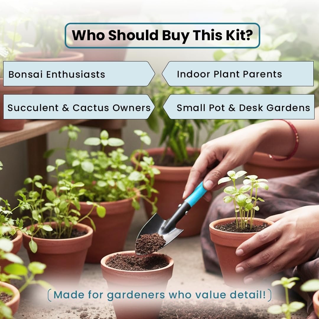 Mini Hand Tool Kit (3-Pc Set) | Mini Trowel, Mini Rake & Mini Cultivator | Compact Gardening Tools for Home & Pots. - Image 4