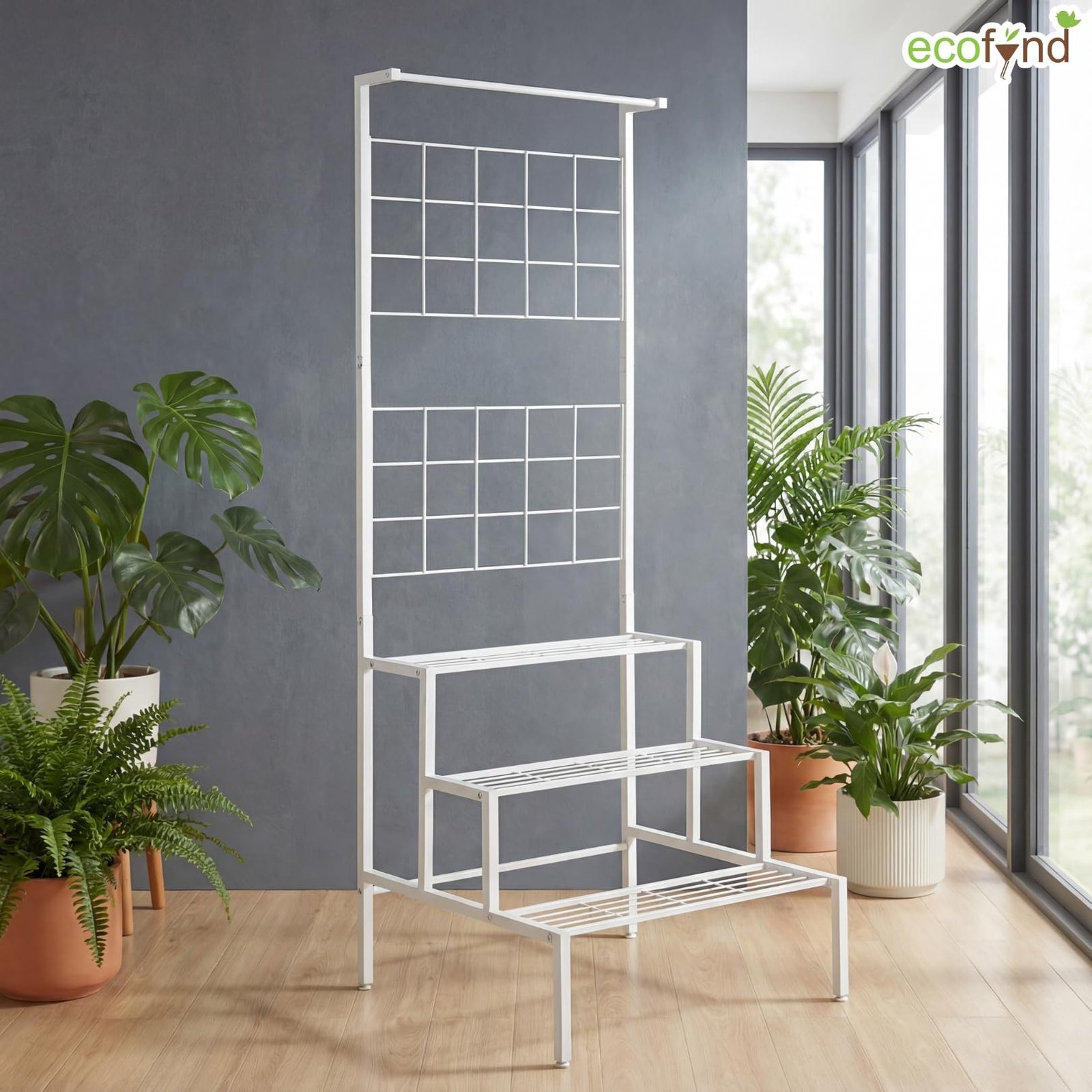 Bloom Plant Stands for Outdoor Balcony, Flower Pot Stand for Indoor Plants, Large Metal Planter Stand for Living Room, home decor, Indoor & Outdoor plants, 4 Tier, (White) - Image 7