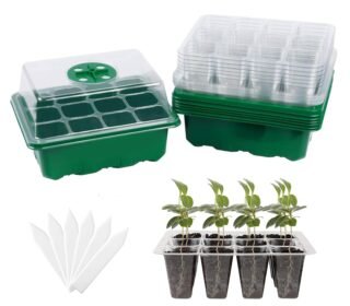 Seed Starter Tray, 6 Set Seedling Kits with Adjustable Humidity Dome, Plant Starter Kit for Seeds Growing Starting (12 Cells per Tray)