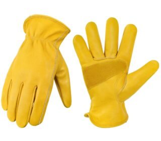 Heavy Duty Leather Gardening Gloves, Reinforced Palm Thorn Protection Gloves for Pruning, Farming, Yard, Landscaping & Outdoor Work, 10 Inch, Pack of 2 Pairs