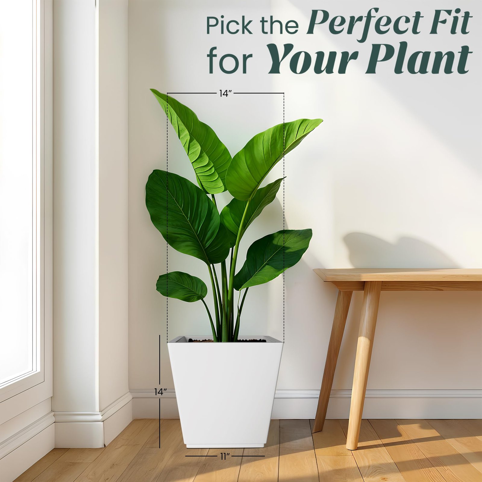 Foxb Gk 16 Inch Pots for Plants Highly Durable Polymers Lightweight Indoor Outdoor Plant Pots, Flower Pot Gamla Tree Planter Planters for Living Room, Balcony, Garden, White - Image 2