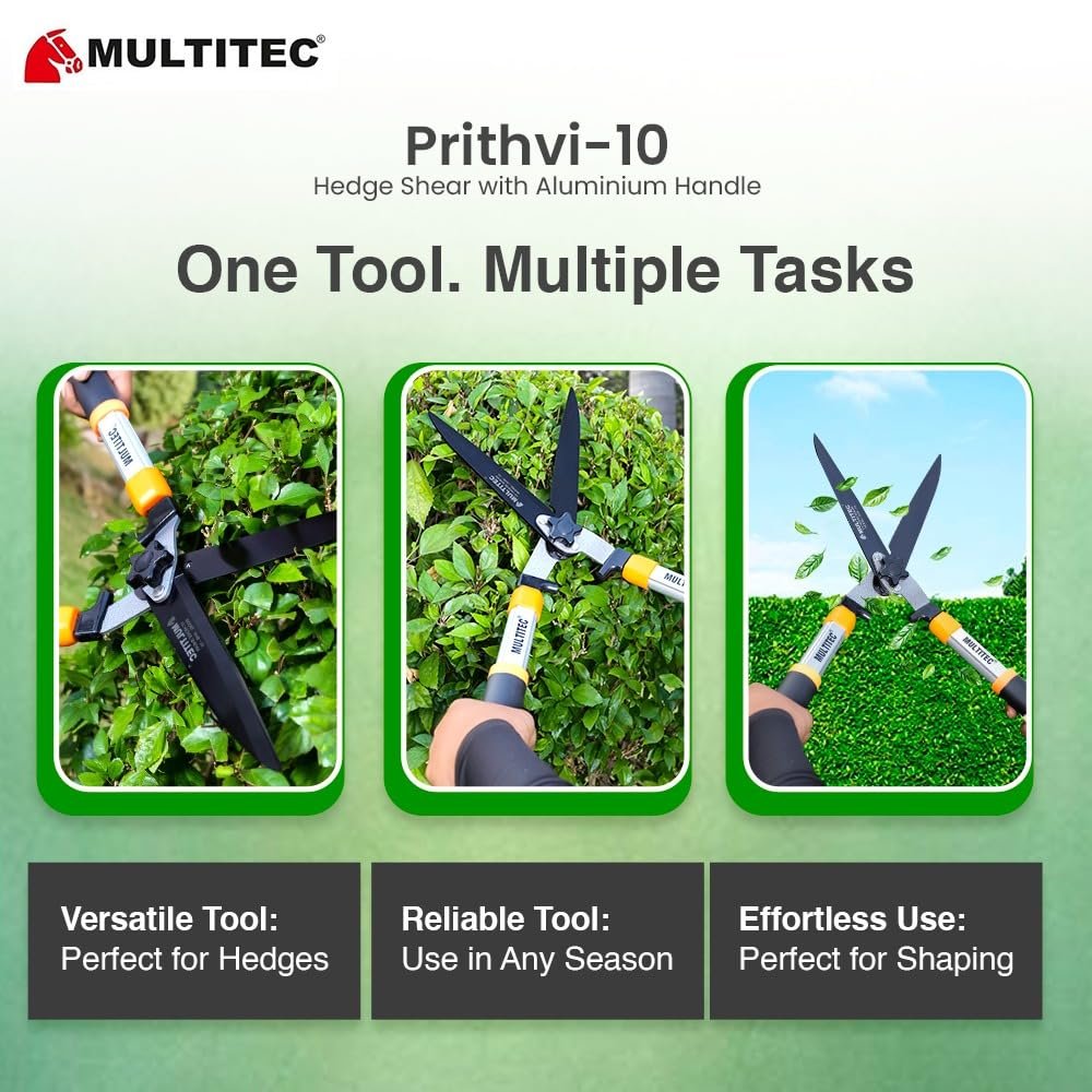 MULTITEC 10-Inch Heavy Duty Garden Shears | Carbon Steel Hedge Shears for Bush, Shrub & Hedge Trimming | Garden Bush Cutter with Aluminium Handles | Manual Pruning Tool for Gardening - Image 3