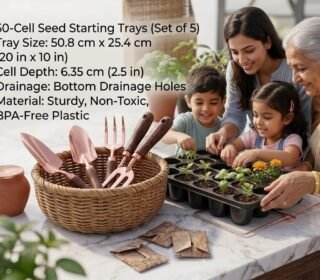 EZIL Cashews 50 Cavity Seedling Tray Pack of 5| Reusable Plant Germination Tray | Nursery Seed Starter Tray for Home Garden & Vegetables (Medium - L 8 x B 7 x H 5 cm)