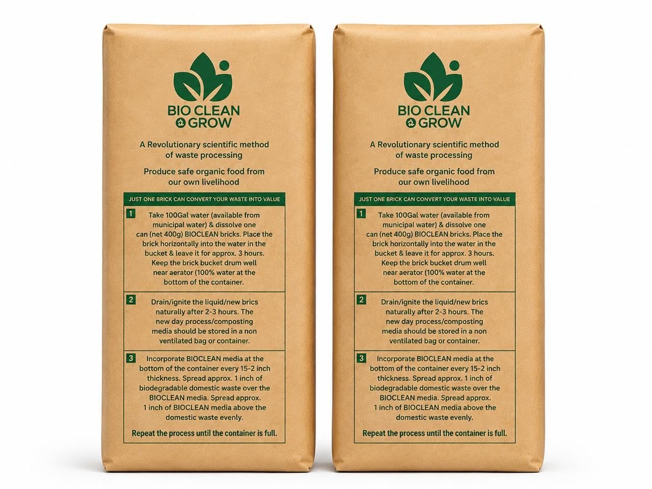 Omega Bioclean and Grow Composting Brick,Enoculam for Kitchen Waste Composting (Pack of 2) - Image 2