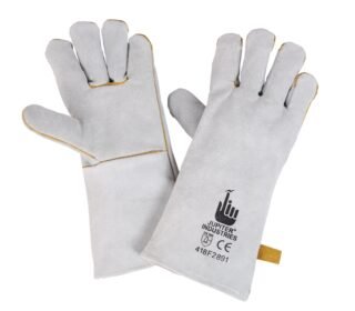 Heavy Duty Split Leather Gardening Gloves, Long Cuff Thorn Protection Work Gloves for Pruning, Farming, Yard & Outdoor Work, White 12 inch, Pack of 1 Pair