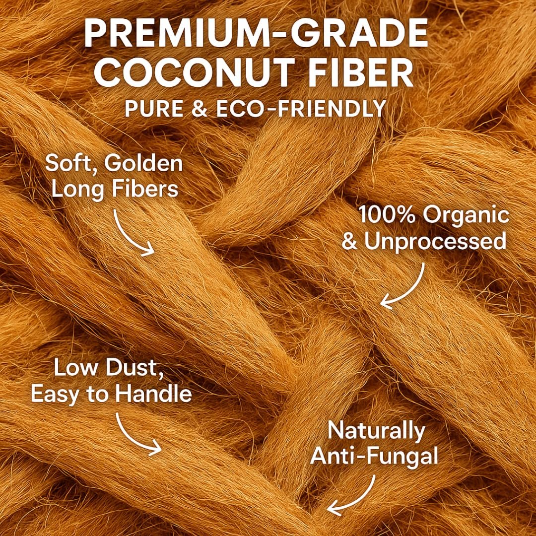 Natural & Organic Coconut Husk Fiber | Fresh Raw Coconut Husk for Orchid Potting, BBQ Fire Starter, Compost, Mulch & Garden| Nariyal Jatta-Thenga Husk (Coconut Husk, 200, gram(s)) - Image 2