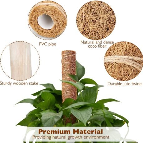 Pack of 6 Moss Stick,Coir Pole 45cm Tall for Plants Monstera, Coco Coir Moss Poles for Climbing Plants- Plant Support Extension to Grow Upwards (Pack of 6) GACP-45