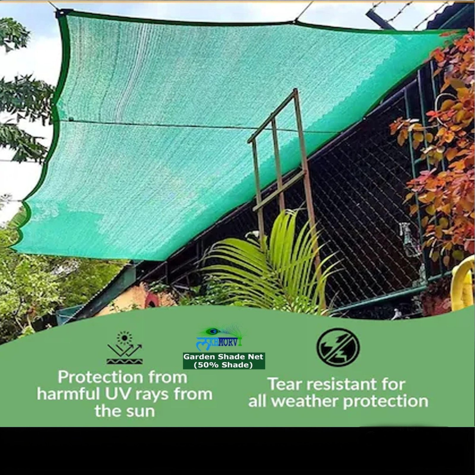 Multipurpose Shade Net/Agro Net/Green Net Pack of 1 (Green, 5X14Feet) - Image 6