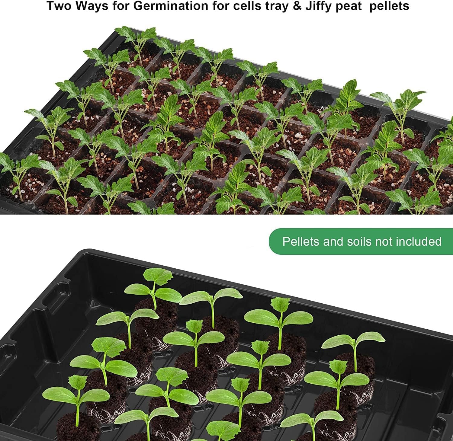 Seedling Trays Seed Starter Tray, 5-Pack Mini Propagator Plant Grow Kit Greenhouse with Humidity Vented Domes and Base for Seeds' Starting (40 Cells Per Tray, Total 200 Cells), Black - Image 2