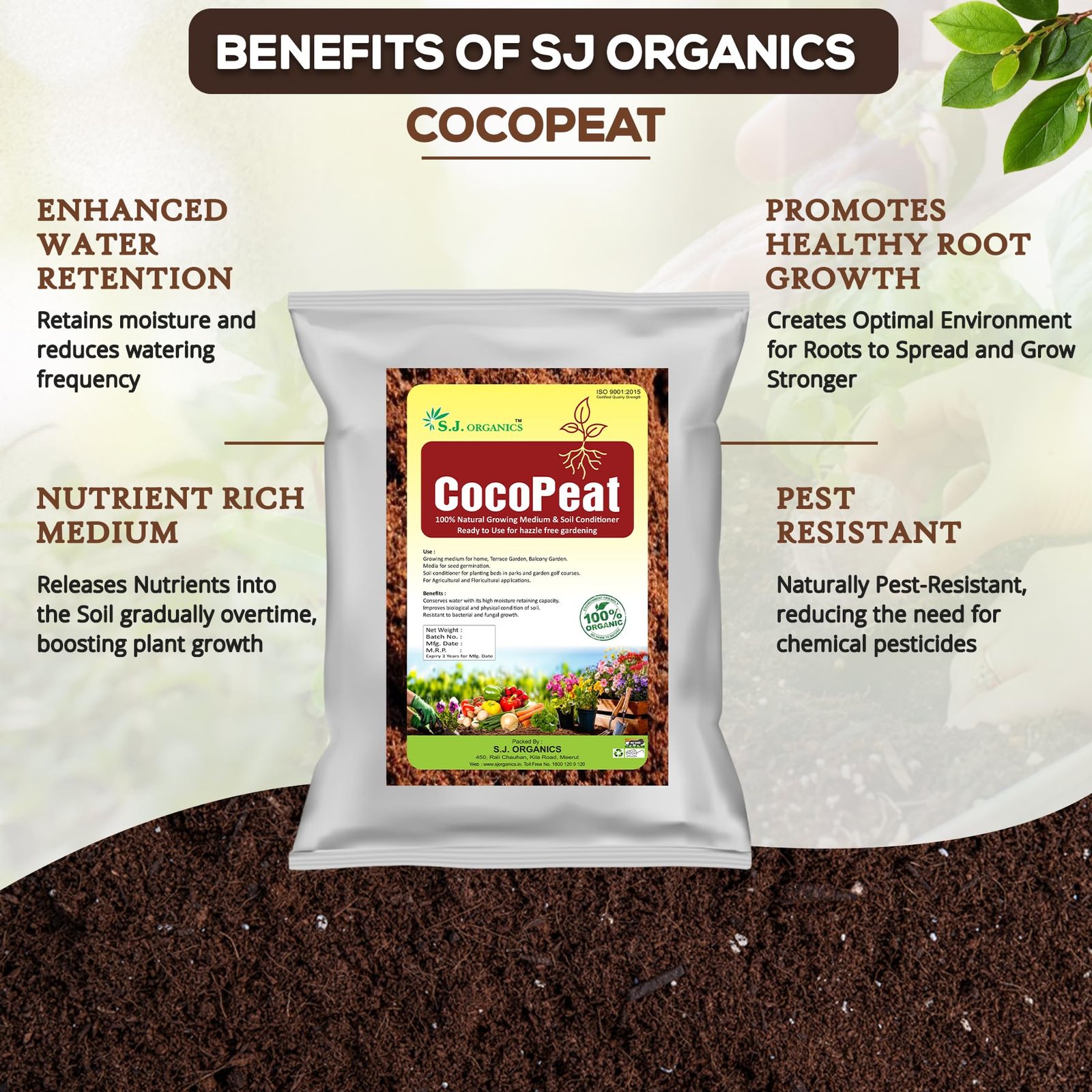 SJ Organics Cocopeat Powder Ready to Use 20 Kg – Bulk Pack Coconut Coir Soil Conditioner for Agriculture, Nursery, Commercial Gardening & Potting Mix, Organic - Image 3
