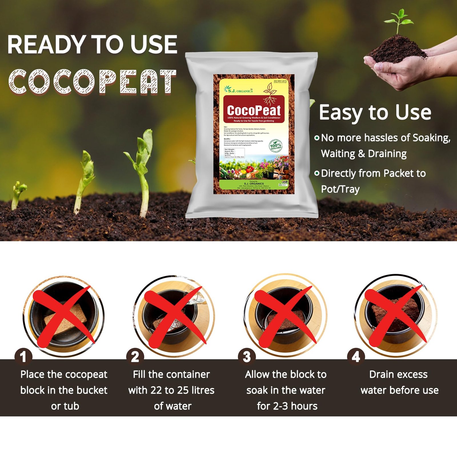 SJ Organics Cocopeat Powder Ready to Use 20 Kg – Bulk Pack Coconut Coir Soil Conditioner for Agriculture, Nursery, Commercial Gardening & Potting Mix, Organic - Image 7
