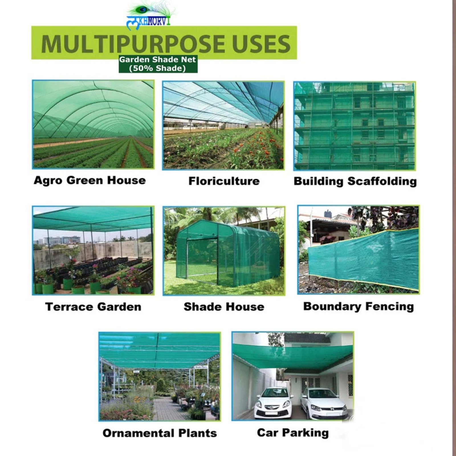 Multipurpose Shade Net/Agro Net/Green Net Pack of 1 (Green, 5X14Feet) - Image 5