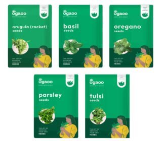 Herb Seeds Bundle of 5 Packet (Tulsi Seeds, Italian Basil Seeds, Oregano Seeds, Parsley Seeds, Arugula Seeds)