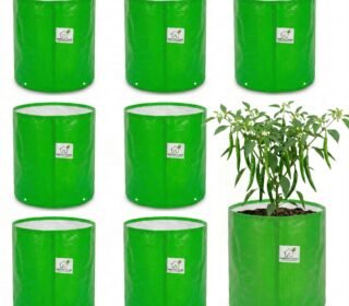 Premium HDPE Uv Protected 260 GSM Round Shaped Green Colour Grow Bags Suitable for Terrace and Vegetable Gardening 15x15 Inch Pack of 8