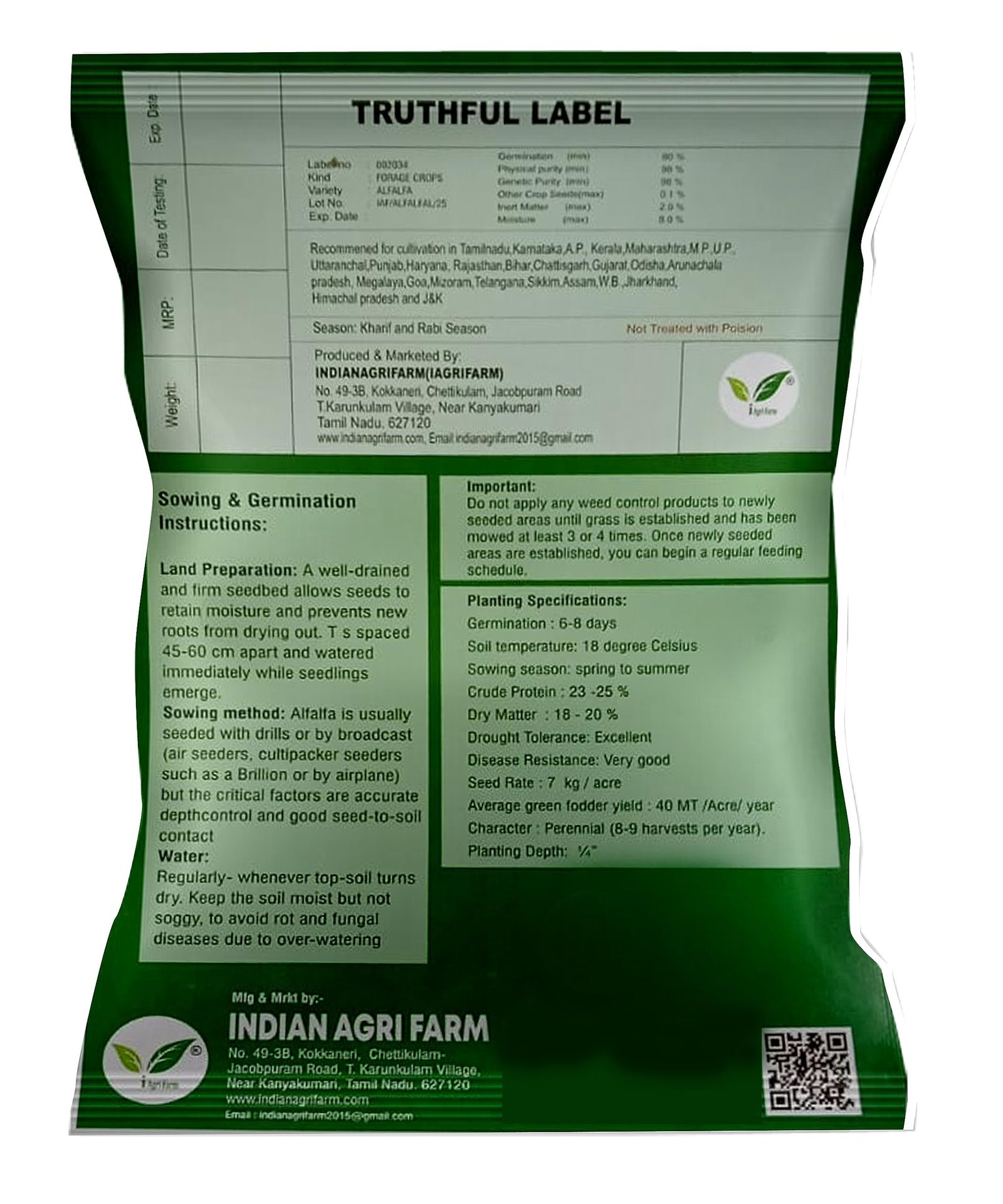 Alfalfa/Lucerne/Kuthirai Masal Seeds - 5 kg - Multicut - for Fodder Cultivation - Image 3