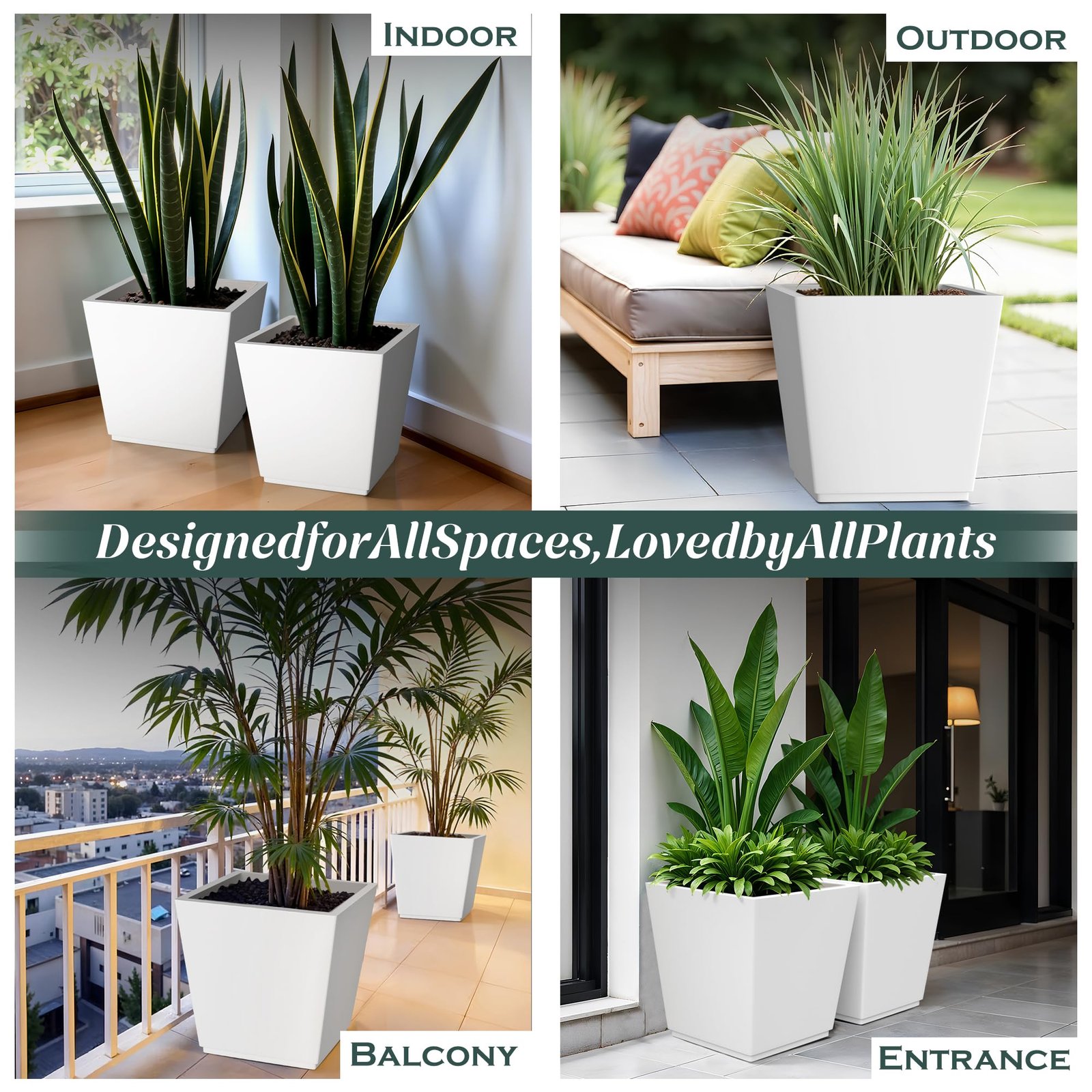 Foxb Gk 16 Inch Pots for Plants Highly Durable Polymers Lightweight Indoor Outdoor Plant Pots, Flower Pot Gamla Tree Planter Planters for Living Room, Balcony, Garden, White - Image 7