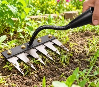 ROBUX 6 Teeth Garden Rake Heavy Duty Carbon Steel Rake Handle for Soil Loosening, Weeding, Lawn & Yard Cleaning – Multipurpose Outdoor Gardening Tool for Home Farm & Agricultural Use